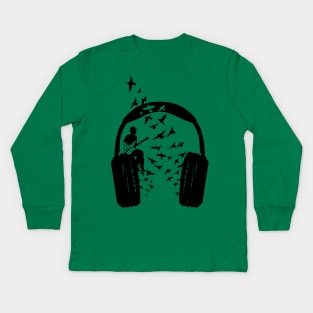 Headphone Bass guitar Kids Long Sleeve T-Shirt